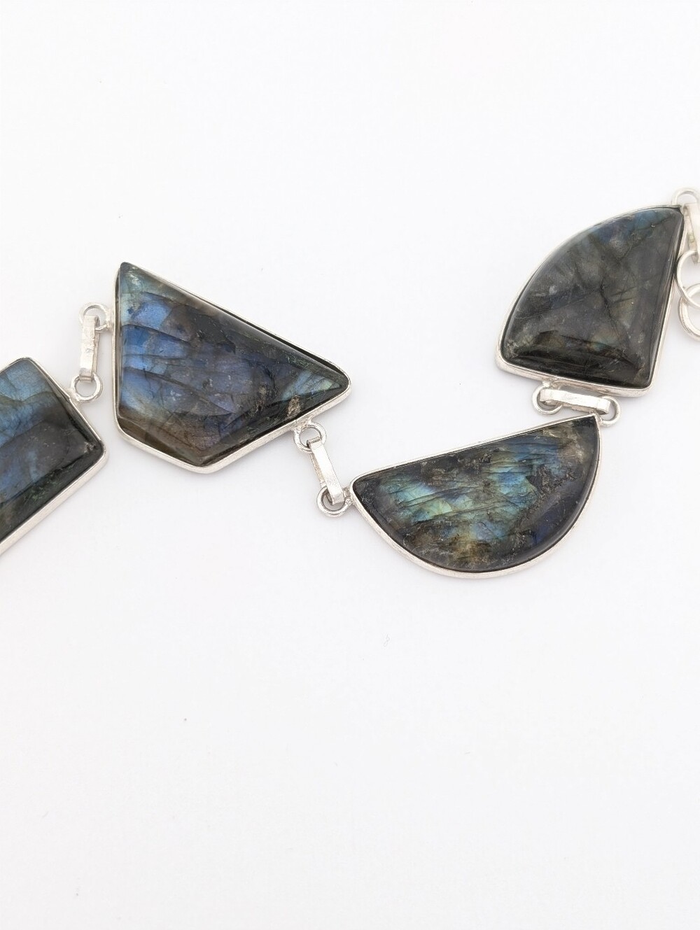 Labradorite Gemstone Bracelet - Silver Plated Bohemian Jewelry - Picture 6 of 11